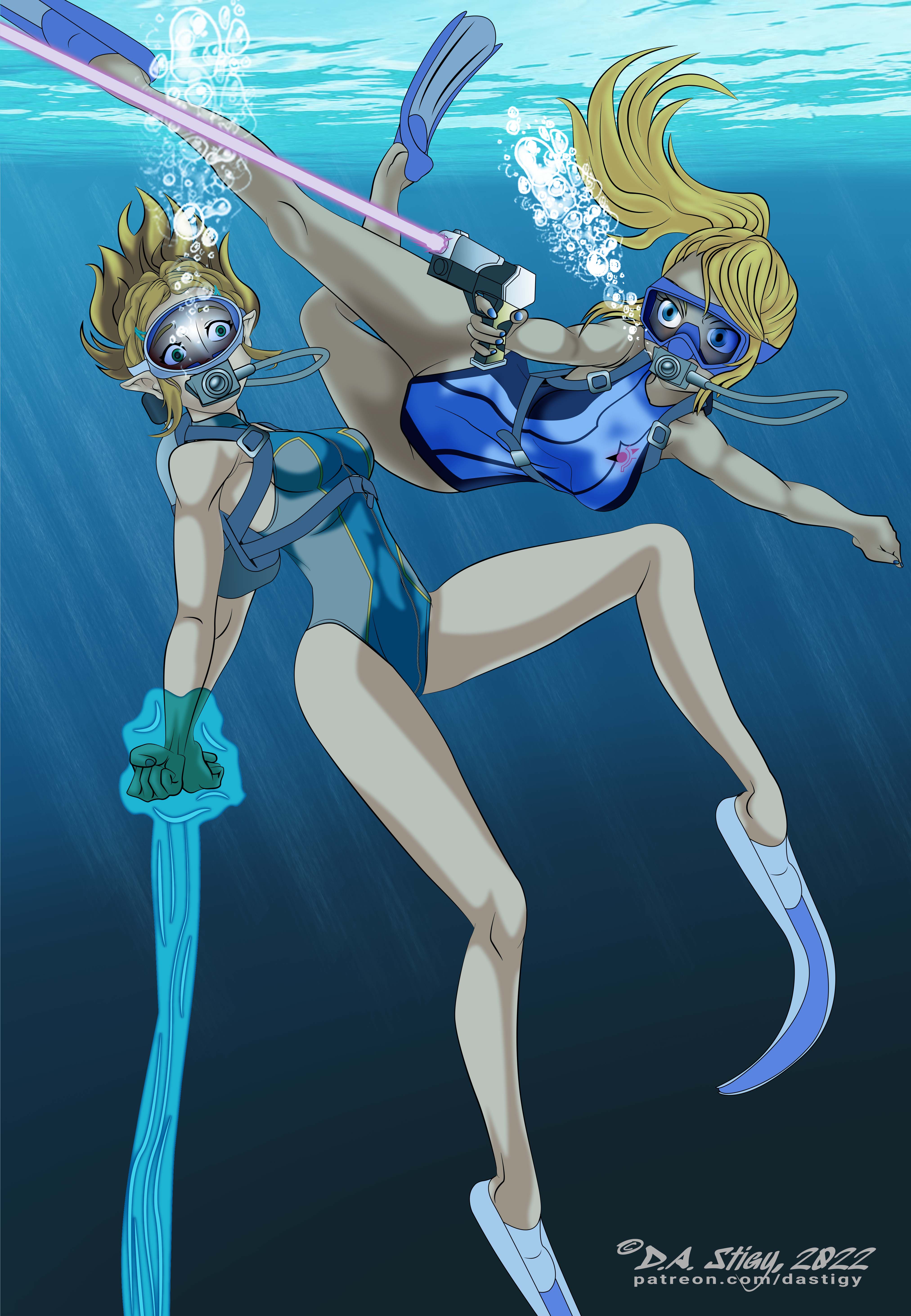 Zelda and Samus attacked while scuba diving
