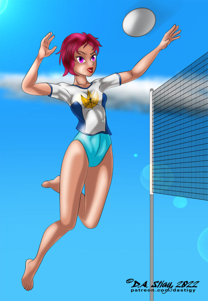 Char about to spike a volleyball