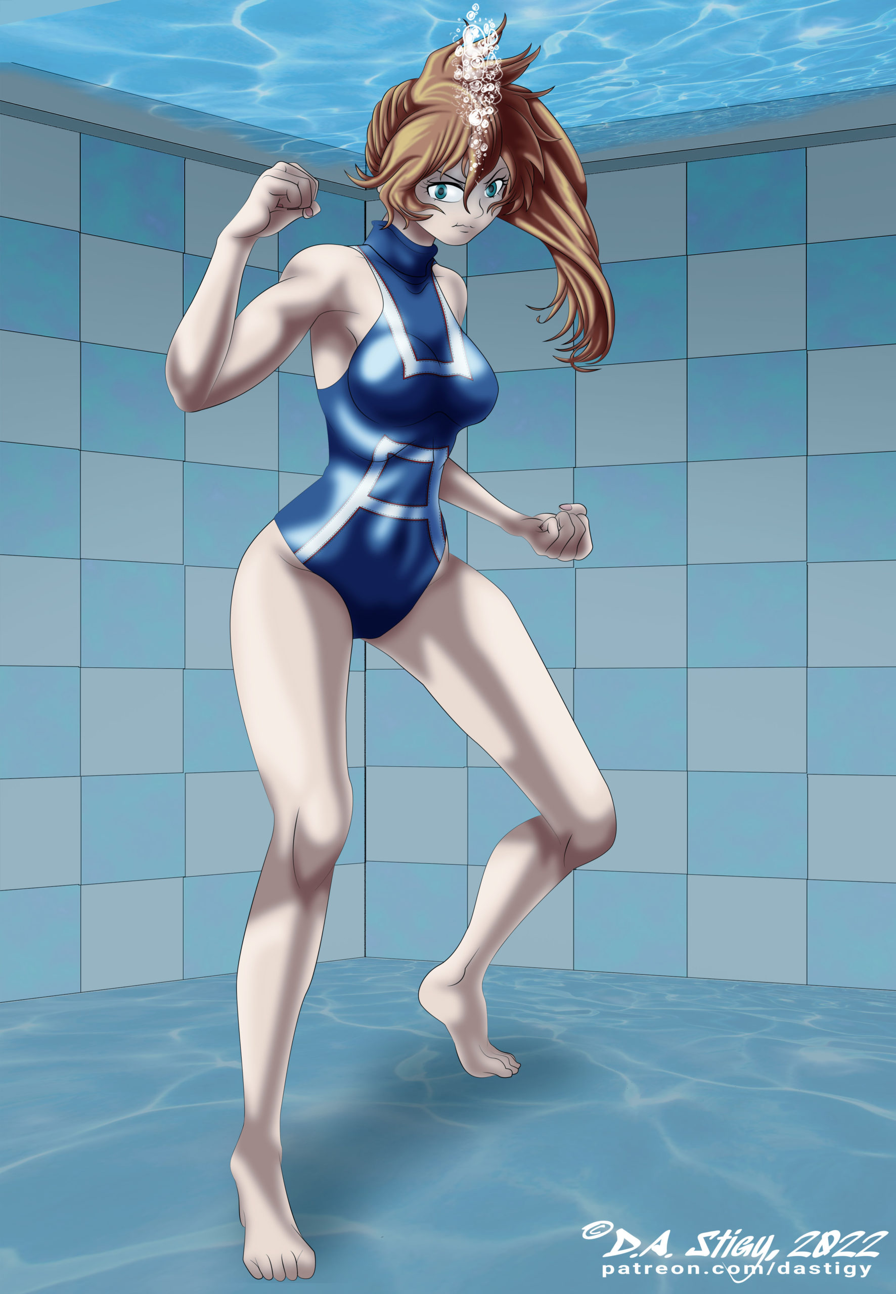Kendo Istuka, aka Battle Fist, training in the UA school pool.