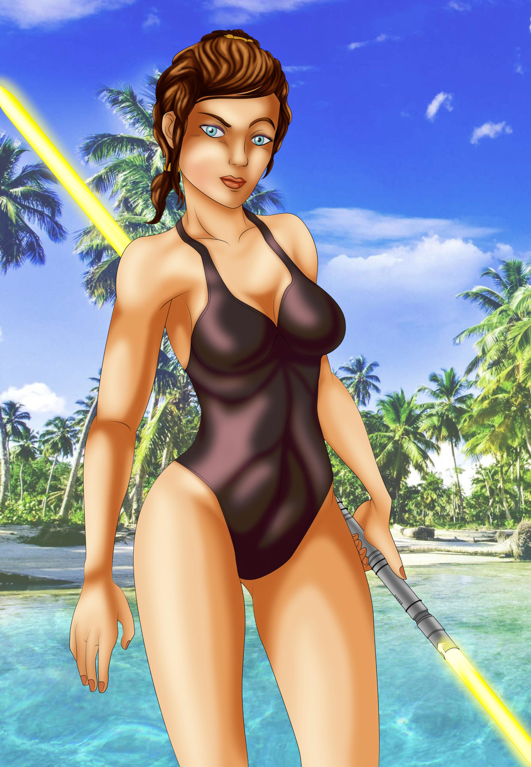 Bastila Shan, enjoying a tropical vacation.