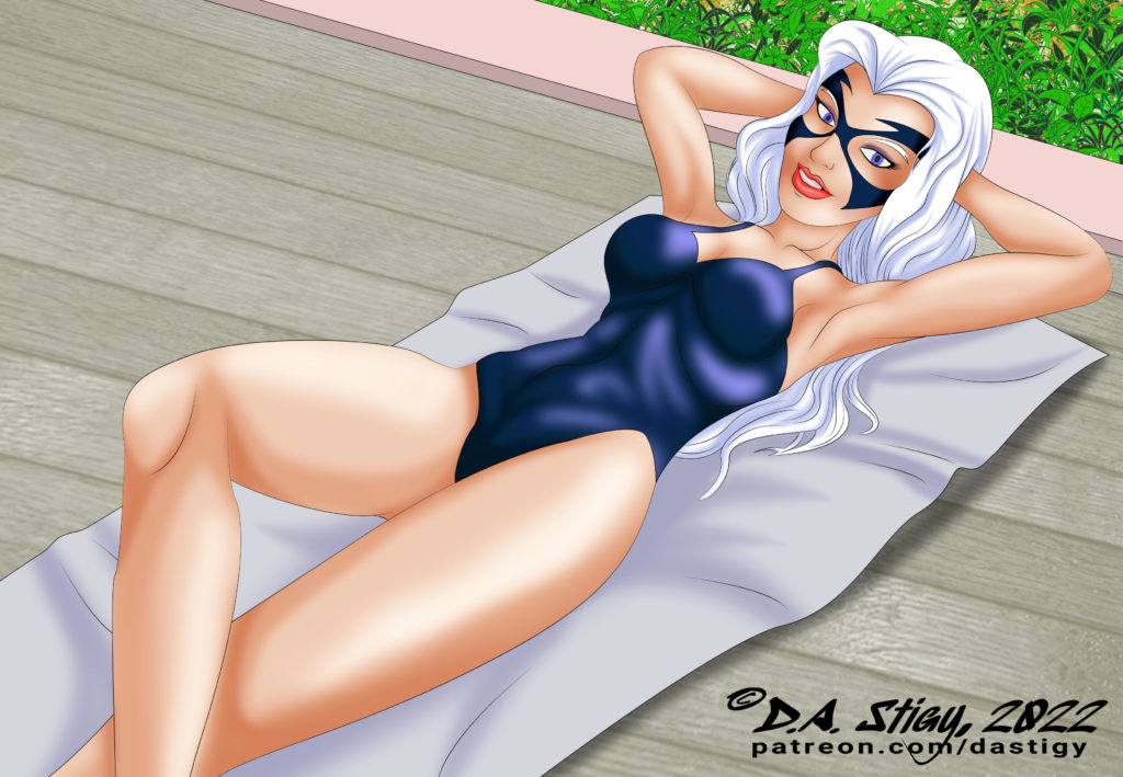 Felicia Hardy, the Black Cat, enjoying some sun.