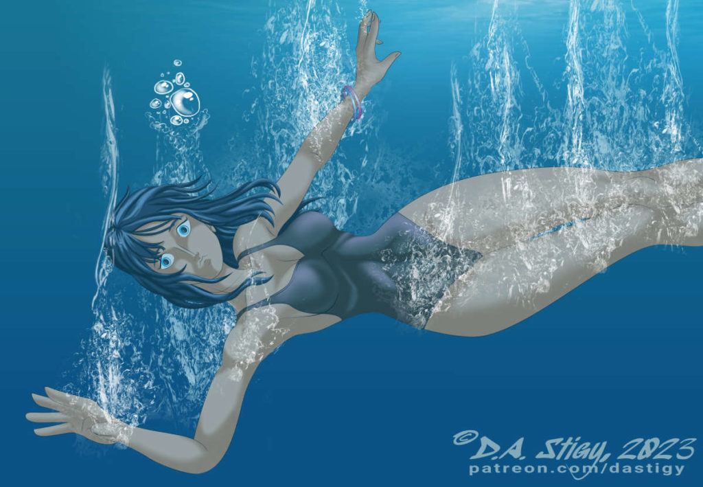 Nico Robin, sinking into the sea.