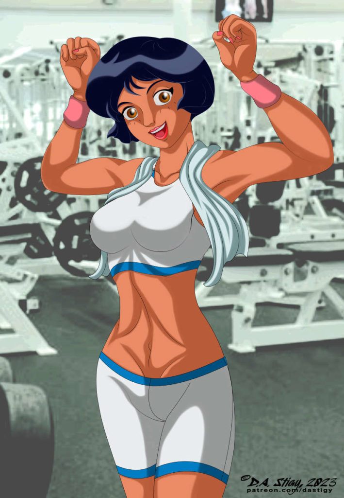 Alex from "Totally Spies" showing off the size of her, ahem, biceps. What did you -think- the title meant?
