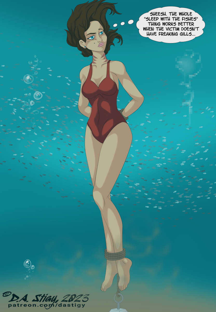 Serina Ong, a mob boss' daughter, is chained to a concrete block and told to sleep with the fishes. Problem is, she has gills.