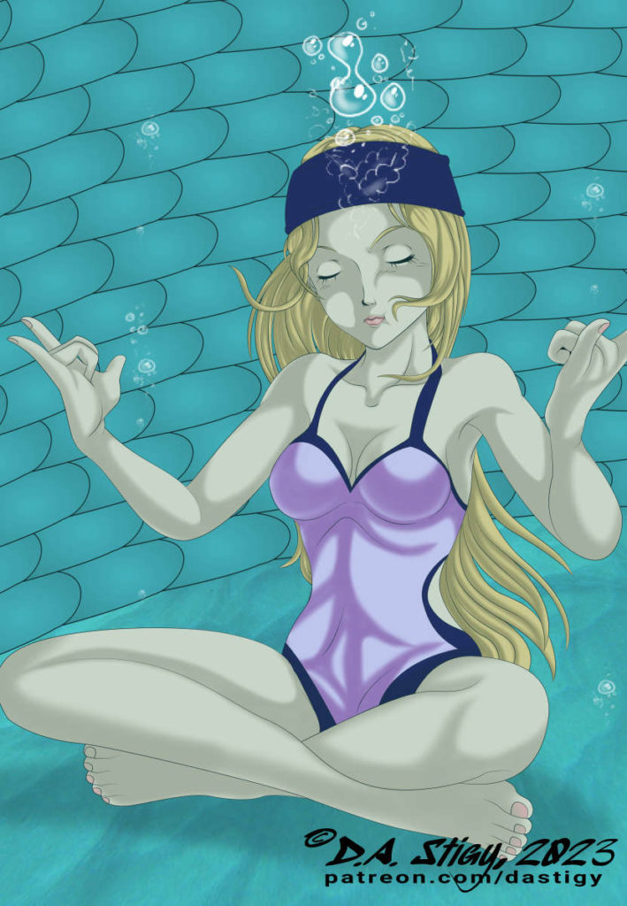 Chihaya Mifune, meditating at the bottom of a hot spring.