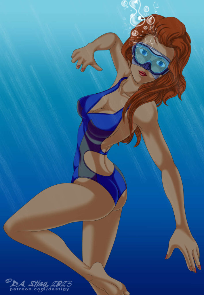 Crystal Kane swimming underwater and showing remarkable flexibility.
