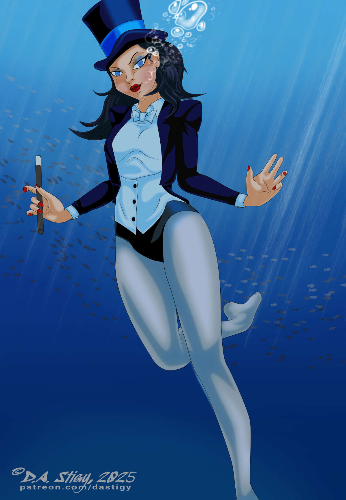 Zatanna in a daring underwater illusion.