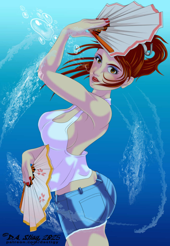 Mai working out under some very turbulent water.